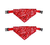 Ling & Bai 2Pcs Dog Bandana Collar Adjustable Boho Pet Bibs Scarf Costume Accessories for Small Medium Large Pets (Red, L)