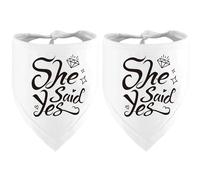 Ling & Bai 2Pcs Dog Bandana, Engagement Gift, My Humans Are Getting Married Puppy Wedding Bib Announcement Pet Scarf Accessories (she said yes)