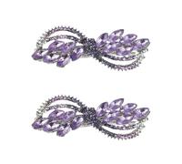 Ling & Bai 2Pcs Gold Rhinestone Hair Clips Wedding Sparkly Barrette Bridal Metal Headpieces Decorative Accessories for Women and Girls (Purple)