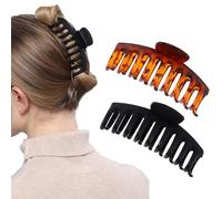 Ling & Bai 2Pcs Large Hair Claw Clips, 4 Inch Nonslip Claw Clamp Strong Hold Hair Styling Accessories for Fine Thick Hair (Black, Brown)