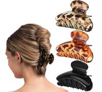 Ling & Bai 3Pcs Hair Claw Clips Medium Jaw Clip Nonslip Hair Accessories for Women and Girls (Black, Light Brown, Deep Brown)