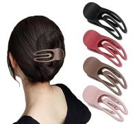 Ling & Bai 4Pcs Flat Hair Clips Large Rectangle Claw Clamp Strong Hold Nonslip Hair Clip for Thin Thick Hair (Black, Red, Brown, Pink)