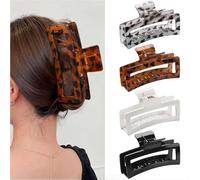 Ling & Bai 4Pcs Large Hair Claw Clips Fashion Leopard Print Rectangle Claws Strong Hold Clamp Nonslip Hair Jaw Clip for Thin Thick Hair (Leopard-B)