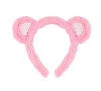 Ling & Bai Bear Ears Headband Cute Plush Animal Ears Hairband Fluffy Hair Hoop Costume for Halloween Cosplay Party (Pink, One Size)