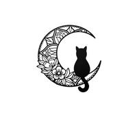 Ling & Bai Black Cat and Moon Walls Art Cats Silhouette Hanging Ornament Acrylic Wall Art Decor for Kitten Lover Indoor Outside Living Room Garden (Cat on moon)