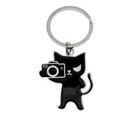 Ling & Bai Black Cat Keyring, Cool Cat Stuff Cute Car Key Bag Charm Halloween Metal Keychain Cats Lover Gifts for Women