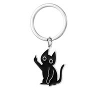 Ling & Bai Black Cat Keyring Funny Cat Stuff Keychain Car Key Bag Accessories for Women and Girls