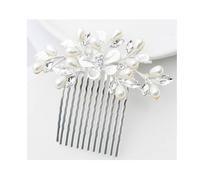 Ling & Bai Bride Wedding Hair Combs Bridal Pearl Headpieces Flower Side Pins Clip Leaf Hairpiece for Women and Girls (Silver)