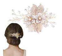 Ling & Bai Gold Wedding Hair Combs Bridal Flower Hairpiece Crystal Hair Accessory for Women and Girls (Gold)