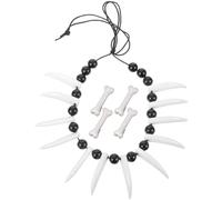 Ling & Bai Halloween Costume Sets 4 Pcs Hair Clips with Caveman Tooth and Pearl Necklace Bone Clips Hair Accessories for Cosplay Party Festival (White)