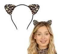 Ling & Bai Leopard Ears Headband Cat Ears Hairband Elastic Cute Leopard Printed Hair Accessories for Halloween Cosplay Festival Party (Gold, One Size)