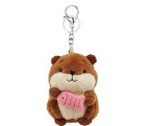 Ling & Bai Plush Hamster Keychain Fluffy Hamster Purse Charm Cute Pendant Keychain Kawaii Car Key Bag Accessories for Women (Brown)
