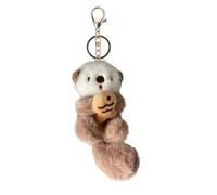 Ling & Bai Plush Otter Bag Charm for Backpack Fluffy Otter Keychain Cute Animals Pendant Keychain Kawaii Car Key Accessories for Women (Brown)