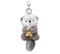 Ling & Bai Plush Otter Bag Charm for Backpack Fluffy Otter Keychain Cute Animals Pendant Keychain Kawaii Car Key Accessories for Women (Grey)