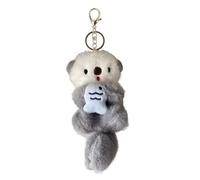 Ling & Bai Plush Otter Bag Charm for Backpack Fluffy Otter Keychain Cute Animals Pendant Keychain Kawaii Car Key Accessories for Women (Light Blue)