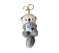 Ling & Bai Plush Otter Keychain Fluffy Otter Purse Charm Cute Pendant Keychain Kawaii Car Key Bag Accessories for Women (Light Blue)