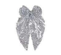 Ling & Bai Sequin Hair Bows Big Gold Bow Clips Silver Glitter Hairpins Parties Sparkling Hair Styling Accessories for Women Girls (Silver)