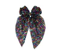 Ling & Bai Sequin Hair Bows Big Gold Bow Clips Silver Glitter Hairpins Parties Sparkling Hair Styling Accessories for Women Girls (Black Multicolor)