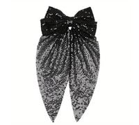 Ling & Bai Sequin Hair Bows Big Gold Bow Clips Silver Glitter Hairpins Parties Sparkling Hair Styling Accessories for Women Girls (Black)