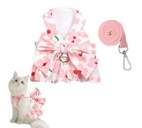 Ling & Bai Small Dog Harness Dress and Leash Set Cute Pet Bowknot Dresses Summer Cat Princess Clothes Outfits Accessories for Puppy Kitten (Pink, S)