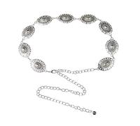 Ling & Bai Western Chain Belt Hollow Out Daisy Adjustable Boho Waist Jeans Dresses for Women (Silver)