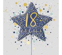 Ling Design 18th Birthday Card for Men - Luxury Star Balloon Design - Embossed Foil Finish with Embellishments - Age 18 Happy Birthday Card for Him