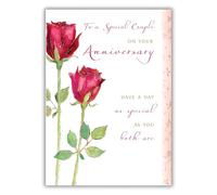 Ling Design Anniversary Card - Happy Anniversary Card for a Special Couple with Artistic Floral Rose Design and a Foil Finish