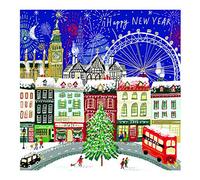 Ling Design Artistic 'Happy New Year' Card - London Skyline and Fireworks