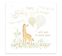 Ling Design Baby Shower Card - Cute Giraffe & Balloons Design - Premium Greeting Card with Envelope - Eco-Friendly & Recyclable