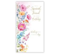 Ling Design Birthday Card for Friend - Floral Design - Foil Finish - Pretty Birthday Greeting Card to a Special Friend - For Women