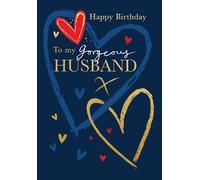 Ling Design Birthday Card for Husband - Romantic Love Hearts Design - 3D Embellishment & Embossed Gold Foil Finish - Premium Greeting Card with Envelope