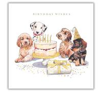 Ling Design Birthday Card for Men or Women - Cute Watercolour Dog Design - Foil Finish - Happy Birthday Card for Him or for Her