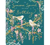 Ling Design Birthday Card for Someone Special - Floral Bird Design - Foil Finish - Elegant Birthday Greeting Card for Women