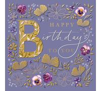 Ling Design Birthday Card for Women - Elegant Floral Design - Embossed Gold Foil Finish - Premium Greeting Card with Envelope
