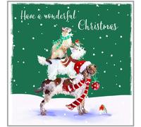 Ling Design Box of 20 Artistic Charity Christmas Cards - 'Festive Dogs In Scarves' - 10 Cards Each of 2 Illustrated Designs - From The Great British Card Company