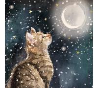 Ling Design Charity Christmas Cards Multipack - Pack of 10 Premium Christmas Greeting Cards with Envelopes, Cute Festive Moonlit Cat - Supporting UK Charities