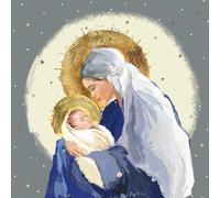 Ling Design Charity Christmas Cards Multipack - Pack of 10 Premium Christmas Greeting Cards with Envelopes, Religious Madonna & Child Design - Foil Finish - Supporting UK Charities