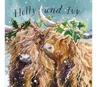 Ling Design Charity Christmas Cards Multipack - Pack of 8 Premium Christmas Greeting Cards with Envelopes, Festive Highland Cows - Supporting UK Charities