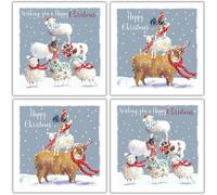 Ling Design Charity Christmas Cards Pack of 10 - Festive Farm Animals in the Snow - Assorted Premium Greeting Cards Multipack with Envelopes- 5 Each of 2 Designs - Supporting UK Charities