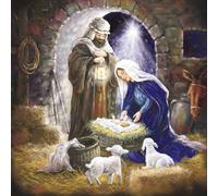 Ling Design Charity Christmas Cards Pack of 10 - Traditional Nativity Scene - Premium Religious Greeting Cards Multipack with Envelopes - Supporting UK Charities