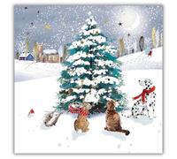 Ling Design Charity Christmas Cards Pack of 6 - Festive Animals & Tree in the Snow - Premium Greeting Cards Multipack with Envelopes - Supporting UK Charities