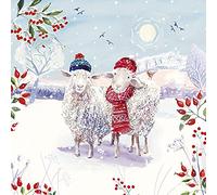 Ling Design Charity Christmas Cards - Pack of 6 Premium Festive Christmas Greeting Cards - 6 of 1 Lovely Artistic Design - Festive Sheep in the Snow - Supporting UK Charities