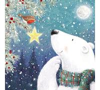 Ling Design Charity Christmas Cards - Pack of 6 Premium Festive Christmas Greeting Cards with Envelopes - Cute Festive Polar Bear & Robin - Supporting UK Charities - 6 of 1 Design