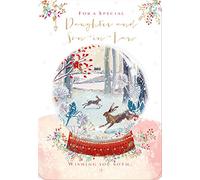 Ling Design Christmas Card - Daughter and Son-in-Law - Christmas Woodland Hares