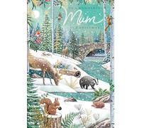 Ling Design Christmas Card for Mum - Festive Winter Woodland Scene - Gold Foil Finish - Premium Greeting Card with Envelope
