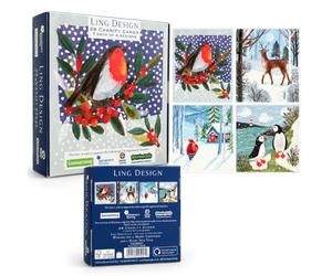Ling Design Christmas Charity Cards Bumper Box, 28 Cards, 7 of 4 Designs | Supports 4 UK Charities, Winter Wildlife Art, Recyclable Box, Merry Christmas Greeting, FSC Certified