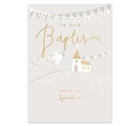 Ling Design Congratulations On Your Baptism for Boy or Girl - Cute Church Design - Gold Foil Finish - Religious Premium Greeting Card with Envelope - Eco-Friendly & Recyclable
