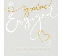 Ling Design Congratulations On Your Engagement Card - Stylish Ring & Love Hearts - Premium Newly Engaged Greeting Card with Envelope