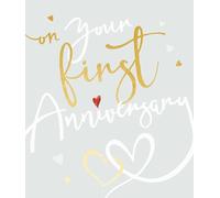 Ling Design Congratulations On Your First Wedding Anniversary Card - 1 Year - Stylish Love Hearts Design - Premium Greeting Card with Envelope - Eco-Friendly & Recyclable