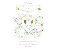 Ling Design Congratulations on your Wedding Card for Daughter & Son-in-Law - Elegant Champagne Design - Embossed Gold Foil Finish - Premium Greeting Card with Envelope